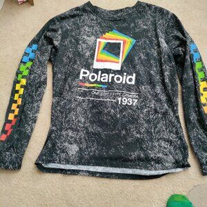 Polaroid LS T-Shirt Black Stone Wash Junior XL 15/17 Cotton Blend Cond: VG